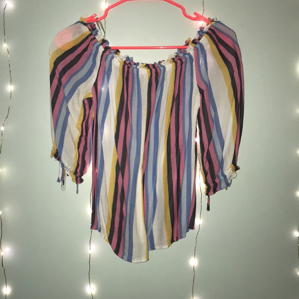 off the shoulder stripped top